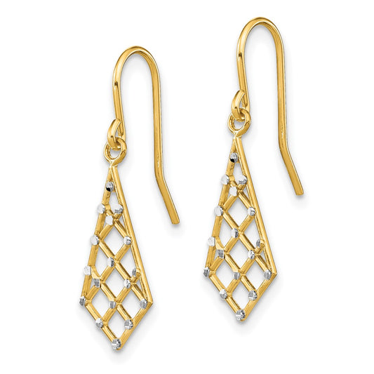 14K Two-Tone Gold Diamond-cut Small Criss-Cross Wire Earrings