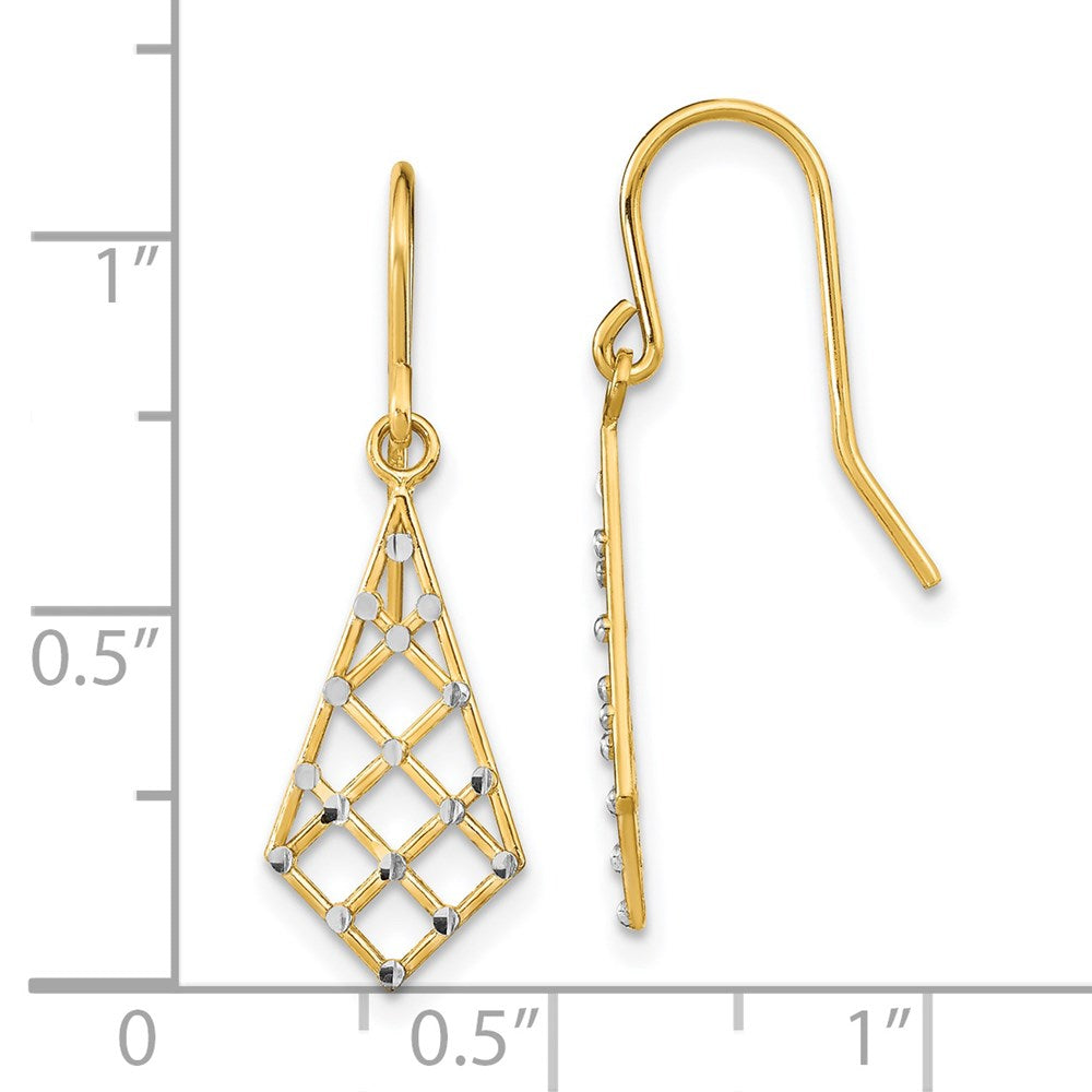 14K Two-Tone Gold Diamond-cut Small Criss-Cross Wire Earrings