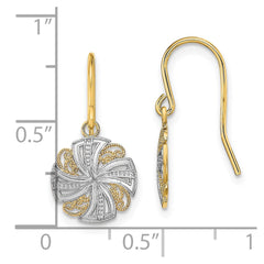 14K Two-Tone Gold Fancy Dangle Wire Earrings