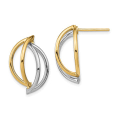 14K Two-Tone Gold Double Half Circle Wire Post Earrings