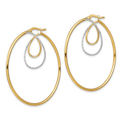 14K Two-Tone Gold Diamond-cut Twisted Circles Inside Hoop Earrings