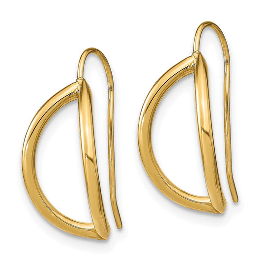 14K Yellow Gold Half Circle Wire French Wire Earrings