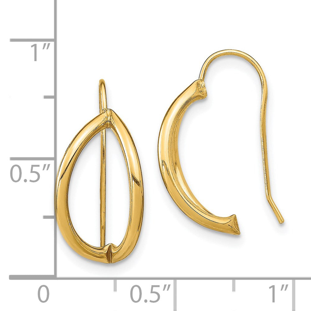 14K Yellow Gold Half Circle Wire French Wire Earrings