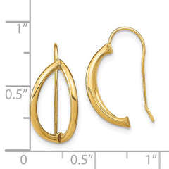 14K Yellow Gold Half Circle Wire French Wire Earrings