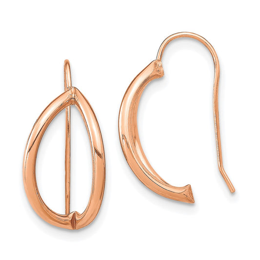 14K Rose Gold Half Circle Wire French Wire Earrings