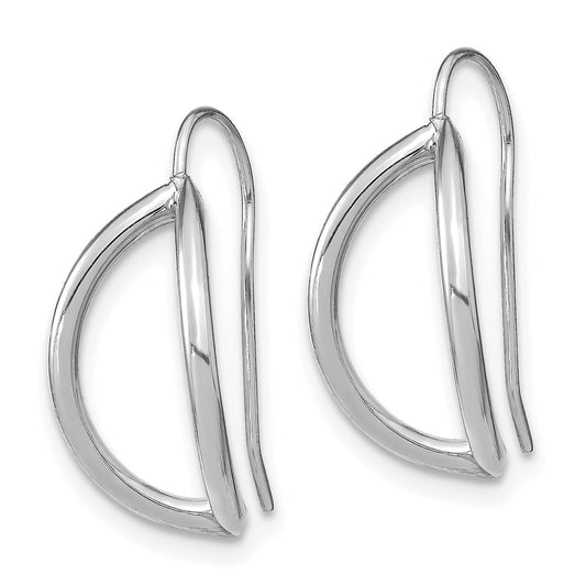 14K White Gold Half Circle Wire French Wire Earrings