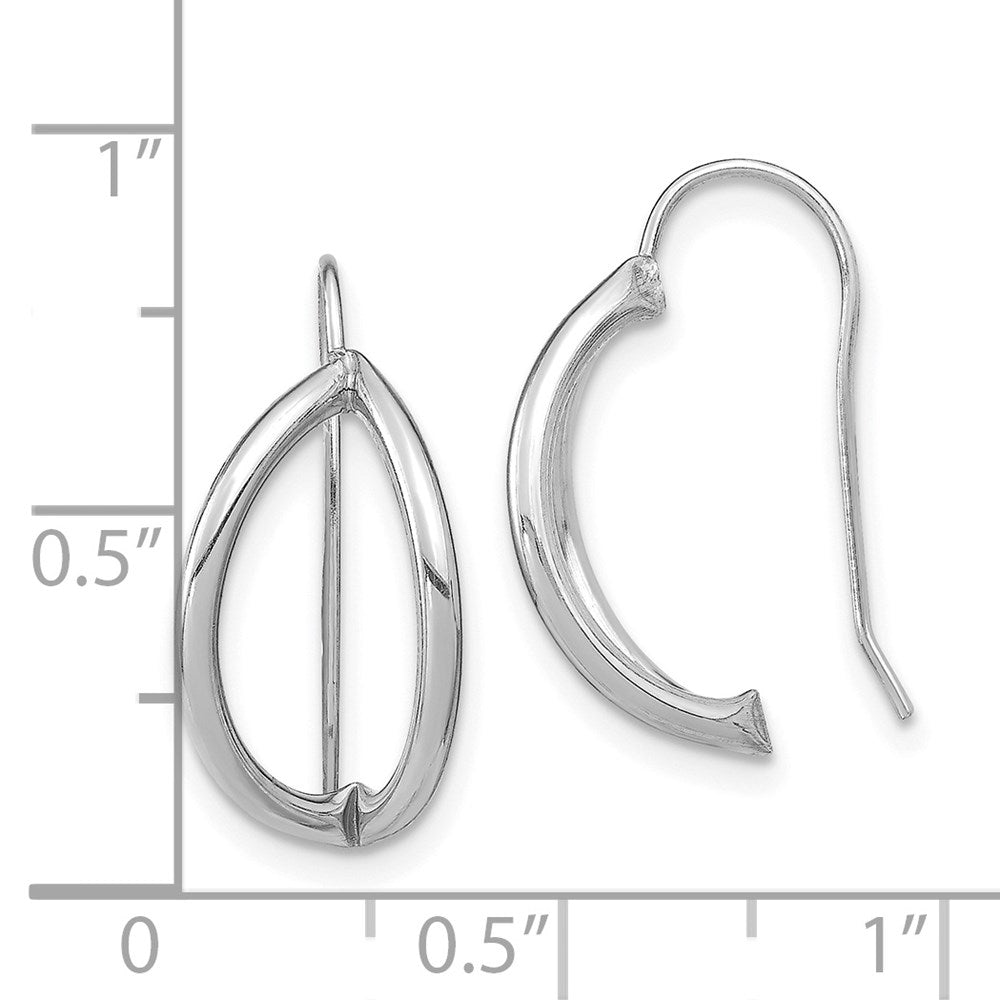 14K White Gold Half Circle Wire French Wire Earrings