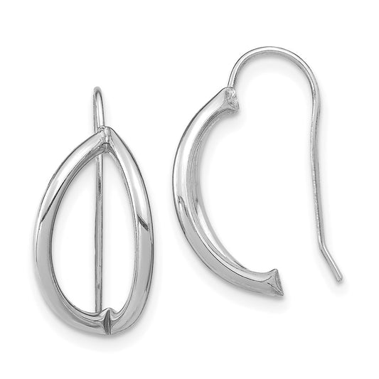 14K White Gold Half Circle Wire French Wire Earrings
