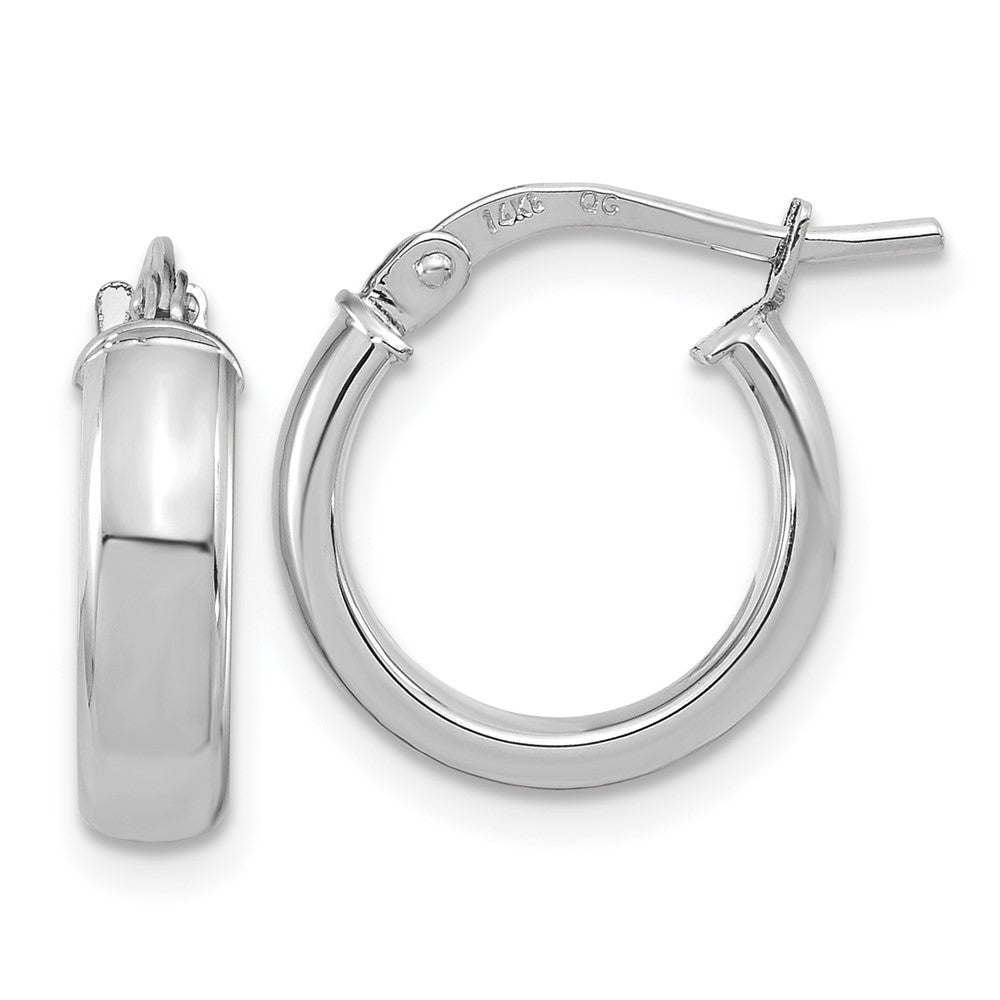 14K White Gold Polished 2.9mm Hoop Earrings