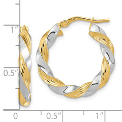 14K Two-Tone Gold Polished Twisted Hoop Earrings