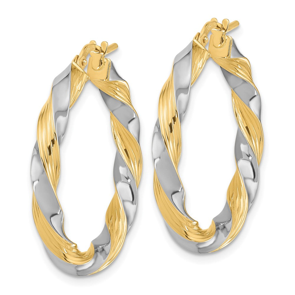 14K Two-Tone Gold Polished Twisted Hoop Earrings