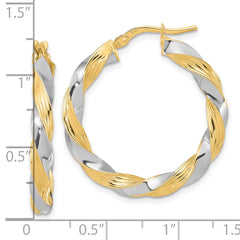 14K Two-Tone Gold Polished Twisted Hoop Earrings