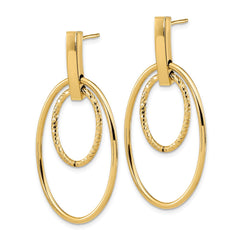 14K Yellow Gold Polished Diamond-cut Post Dangle Earrings