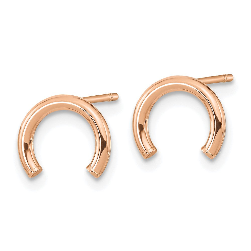 14K Rose Gold Polished U Shape Tube Post Earrings