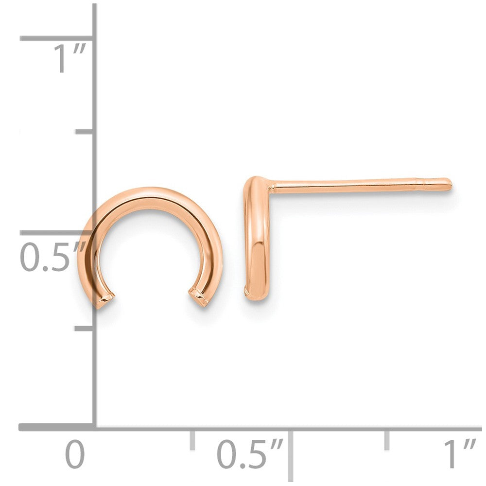 14K Rose Gold Polished U Shape Tube Post Earrings