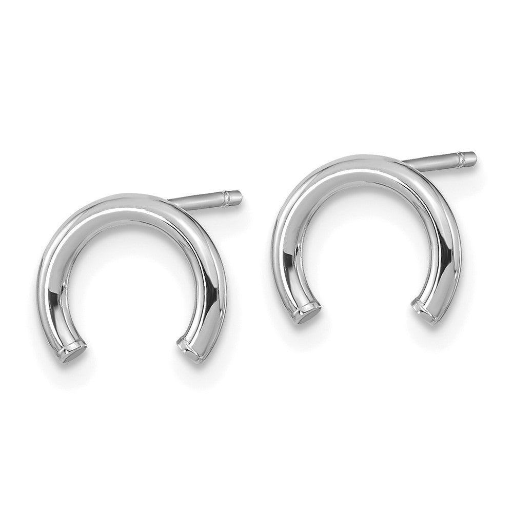 14K White Gold Polished U Shape Tube Post Earrings