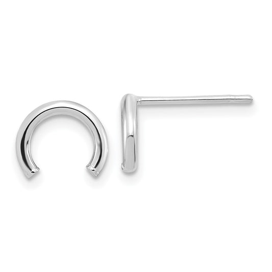 14K White Gold Polished U Shape Tube Post Earrings