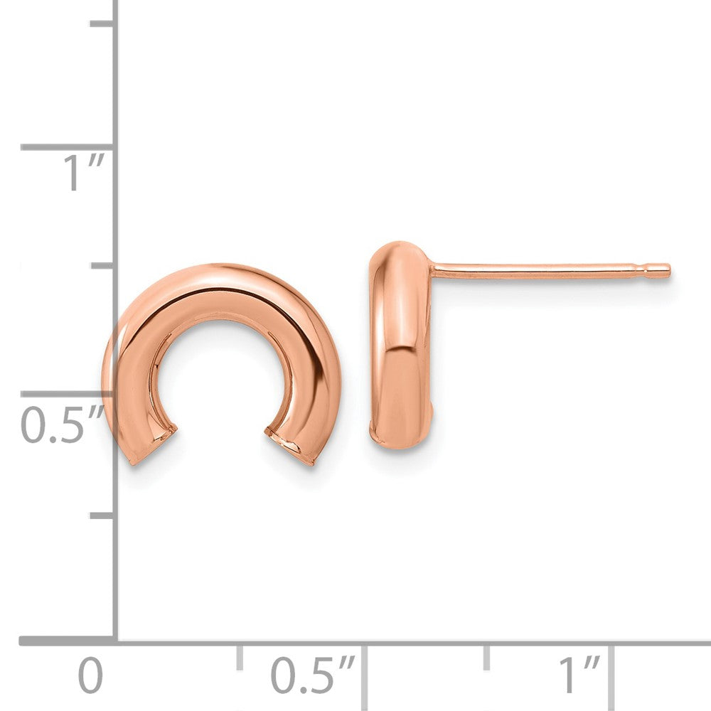 14K Rose Gold Polished U Shape Tube Post Earrings