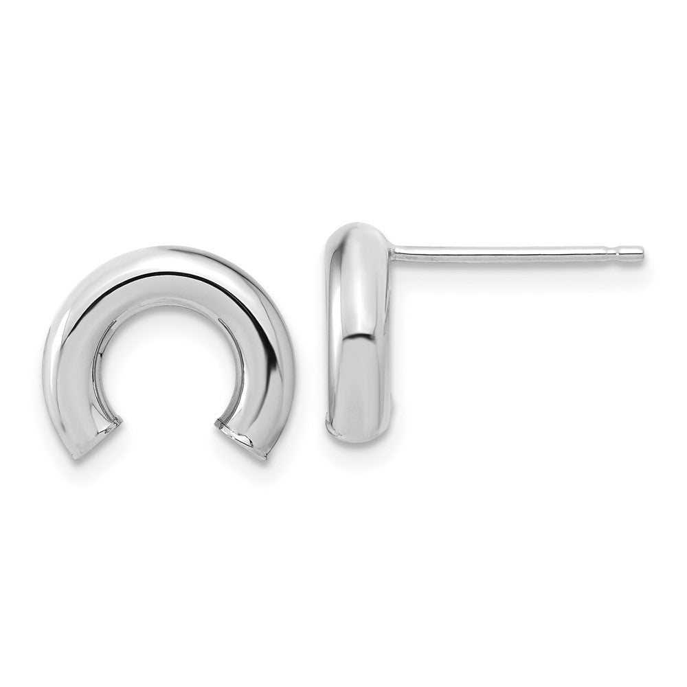 14K White Gold Polished U Shape Tube Post Earrings