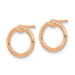 14K Rose Gold Polished & Diamond-cut Circle Post Earrings