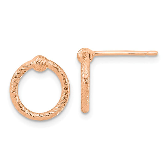 14K Rose Gold Polished & Diamond-cut Twisted Circle Post Earrings