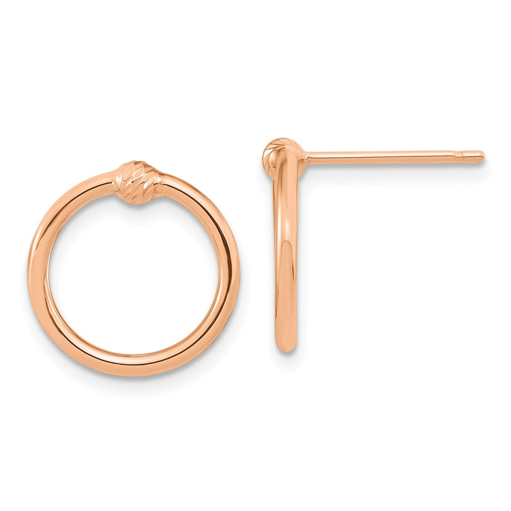 14K Rose Gold Polished & Diamond-cut Circle Post Earrings