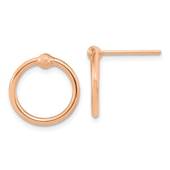 14K Rose Gold Polished & Diamond-cut Circle Post Earrings