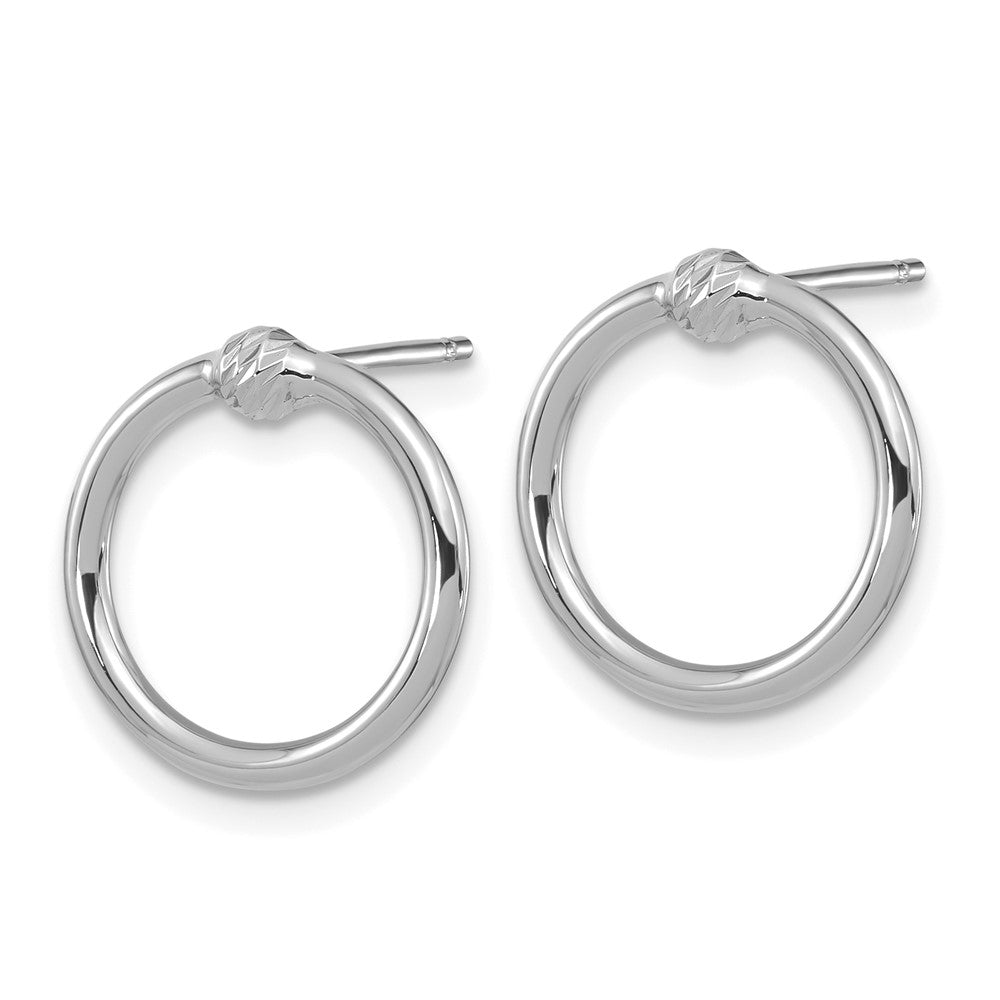 14K White Gold Polished & Diamond-cut Circle Post Earrings