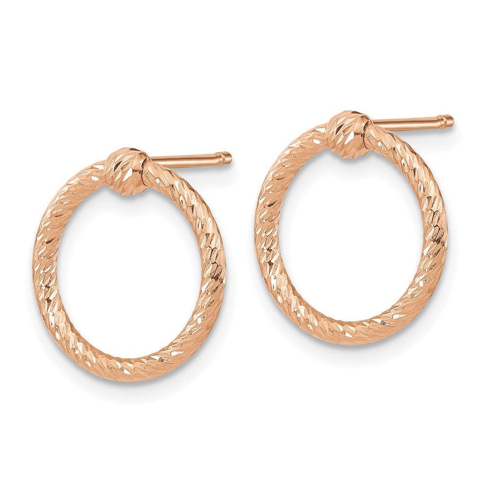 14K Rose Gold Polished & Diamond-cut Twisted Circle Post Earrings