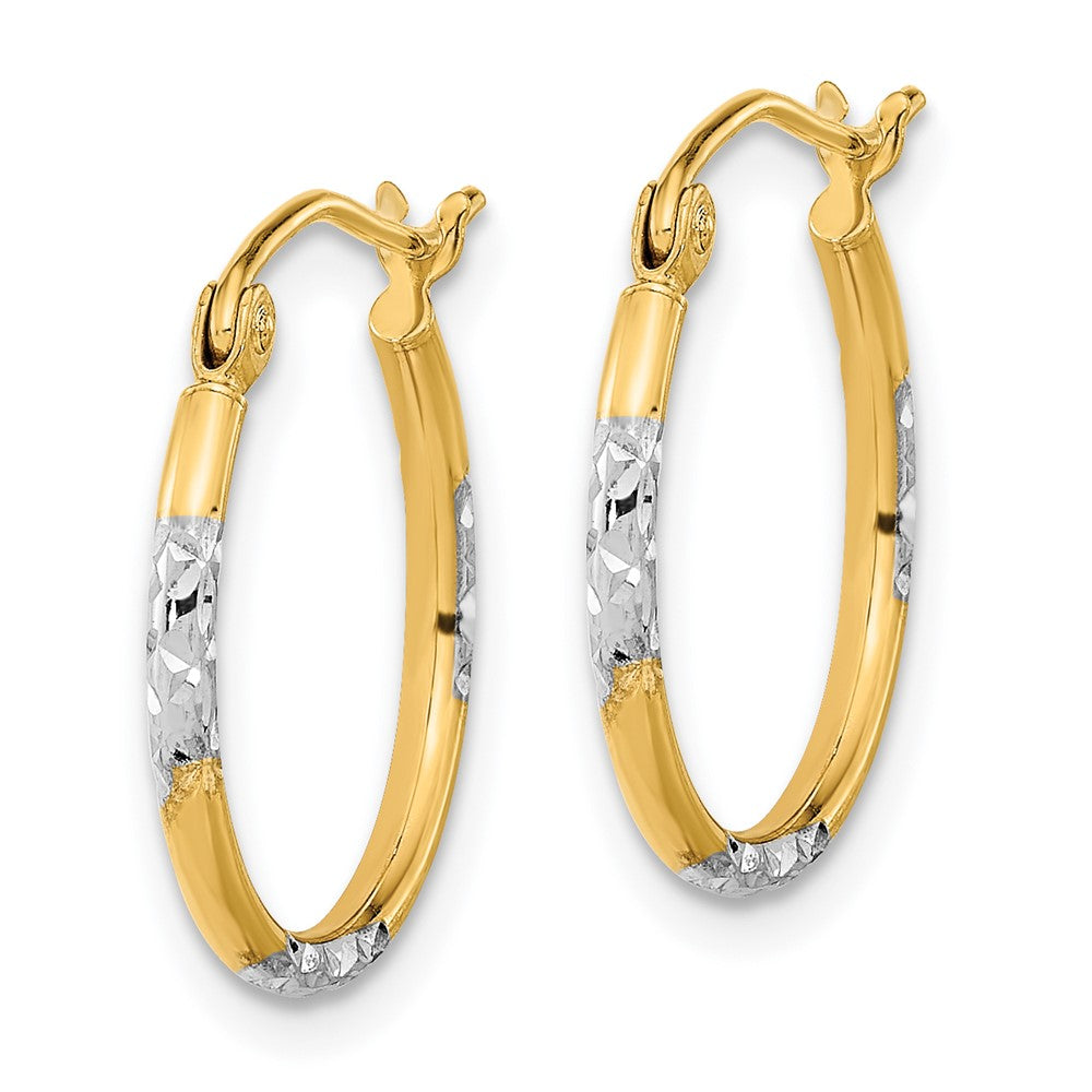 14K Two-Tone Gold Diamond-cut Hoop Earrings