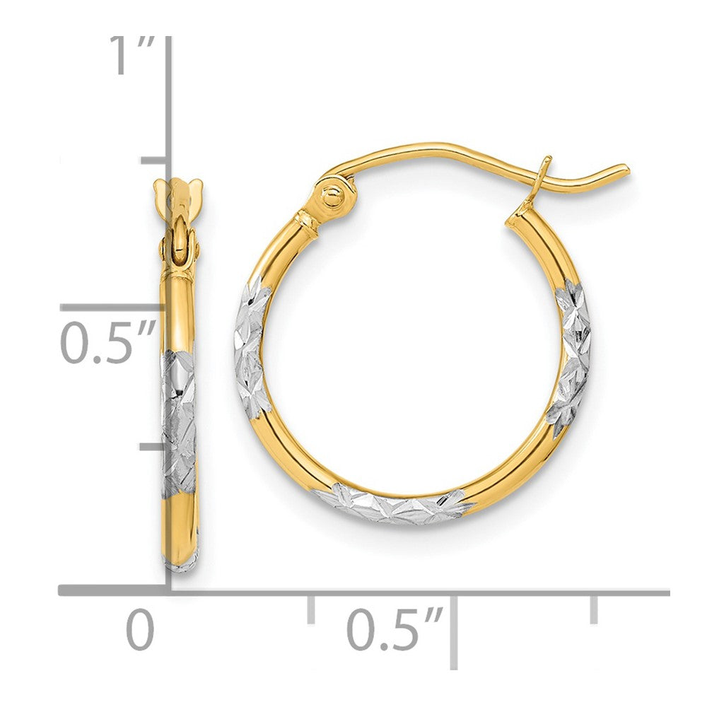 14K Two-Tone Gold Diamond-cut Hoop Earrings