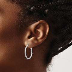 14K White Gold Polished and Fancy Hoop Earrings