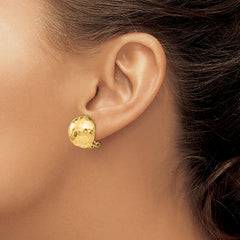 14K Yellow Gold Hammered Omega Back Post Earrings