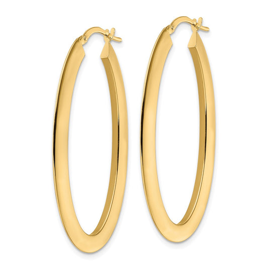 14K Yellow Gold Polished Oval Hoop Earrings