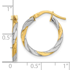 14K Two-Tone Gold Polished & Twist Hoop Earrings