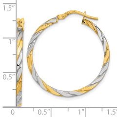 14K Two-Tone Gold Polished & Twist Hoop Earrings