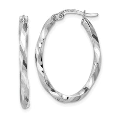 14K White Gold Polished 2.5x20x29mm Oval Hoop Earrings