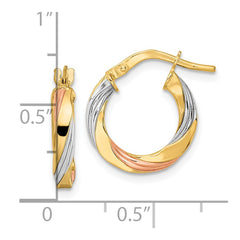 14K Tri-Color Gold Polished Twisted Hoop Earrings