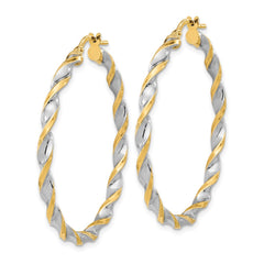 14K Two-Tone Gold Polished & Twist Hoop Earrings