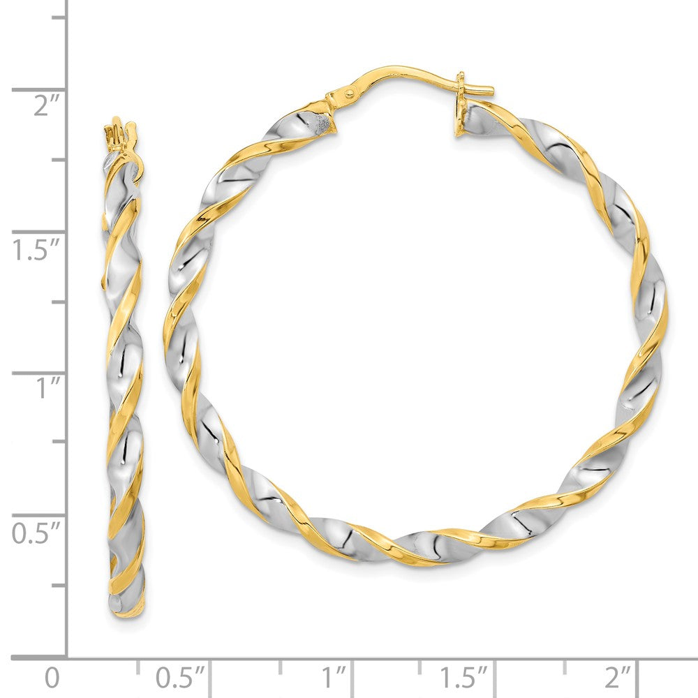 14K Two-Tone Gold Polished & Twist Hoop Earrings