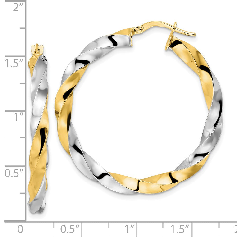 14K Two-Tone Gold Polished Twisted Hoop Earrings