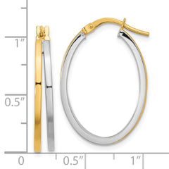 14K Two-Tone Gold Polished Oval Double Hoop Earrings