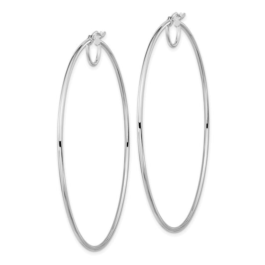 14K White Gold Polished Fancy Hoop Earrings