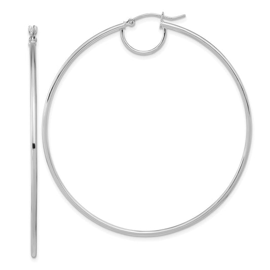 14K White Gold Polished Fancy Hoop Earrings