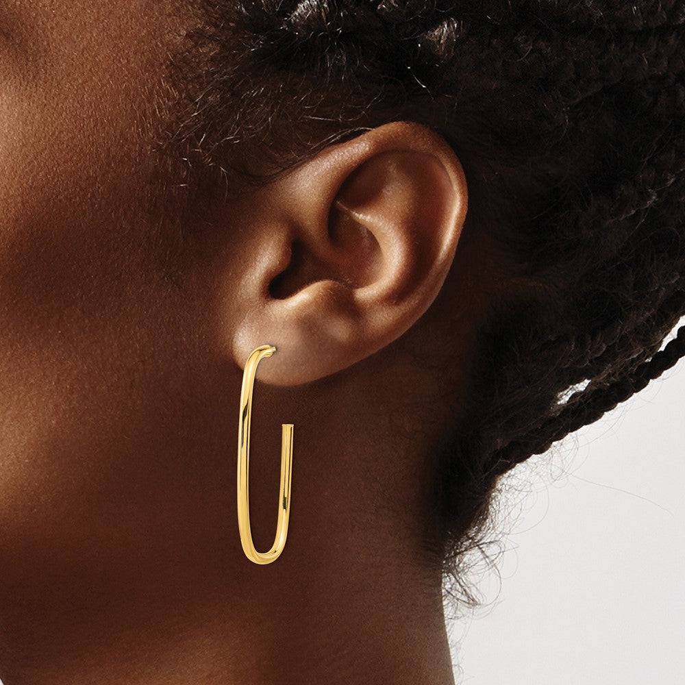 14K Yellow Gold Polished J-Hoop Earrings