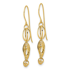 14K Yellow Gold Oval Link Dangle Earrings