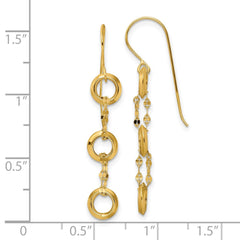 14K Yellow Gold Three Circle Dangle Earrings