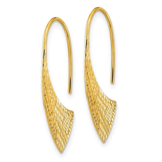 14K Yellow Gold Polished Diamond-cut Fancy Dangle Earrings