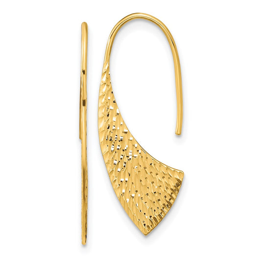 14K Yellow Gold Polished Diamond-cut Fancy Dangle Earrings