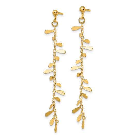 14K Yellow Gold Polished Fancy Dangle Post Earrings